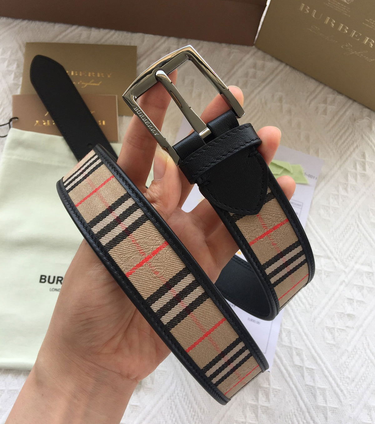 1983 Check And Leather Belt