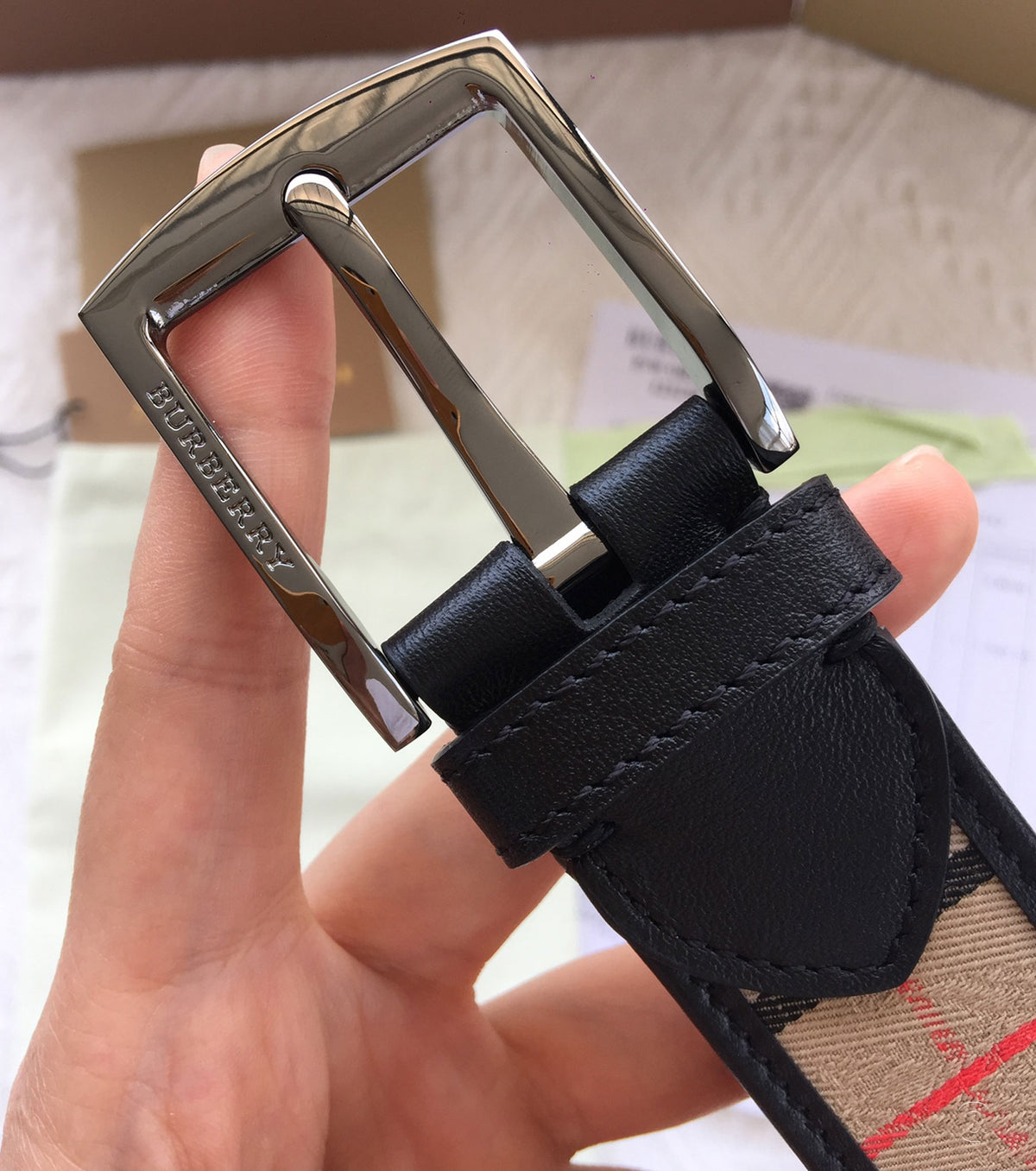 1983 Check And Leather Belt