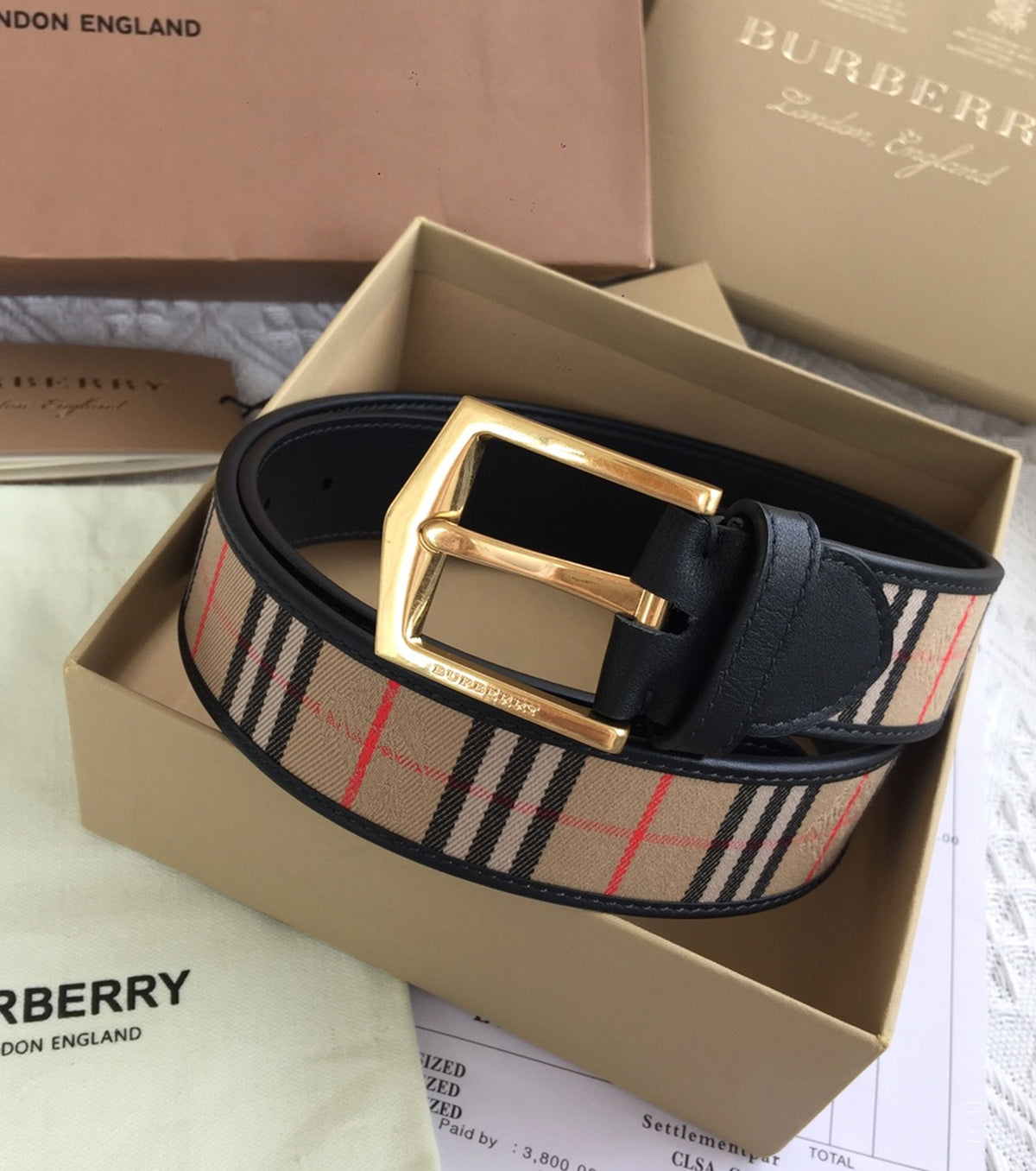 1983 Check And Leather Belt