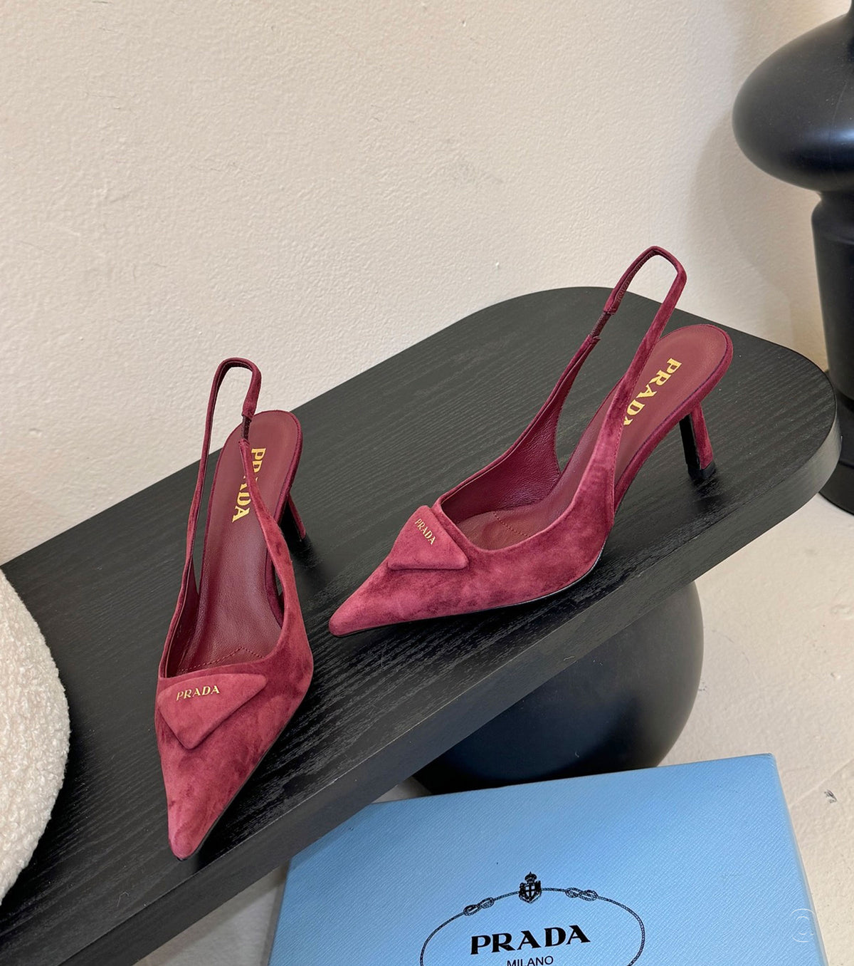 Suede slingback pumps