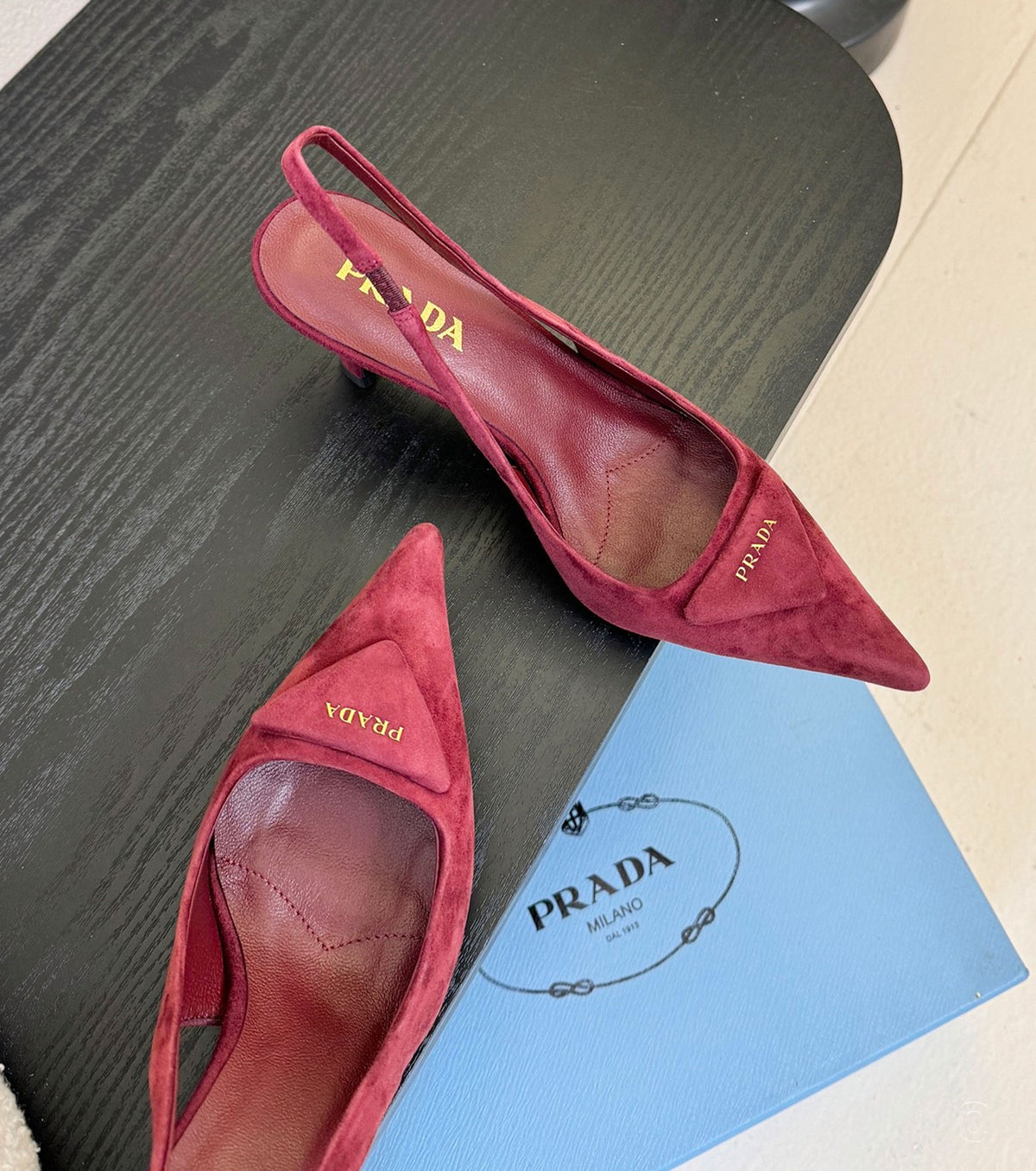 Suede slingback pumps