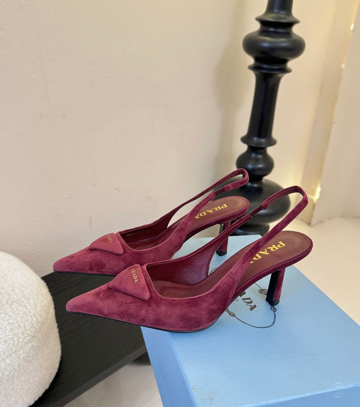 Suede slingback pumps
