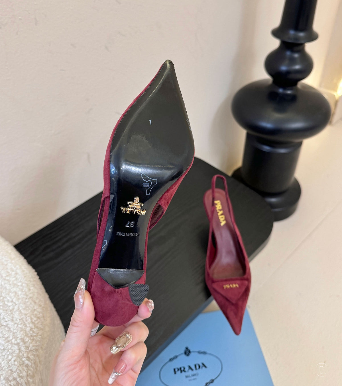 Suede slingback pumps