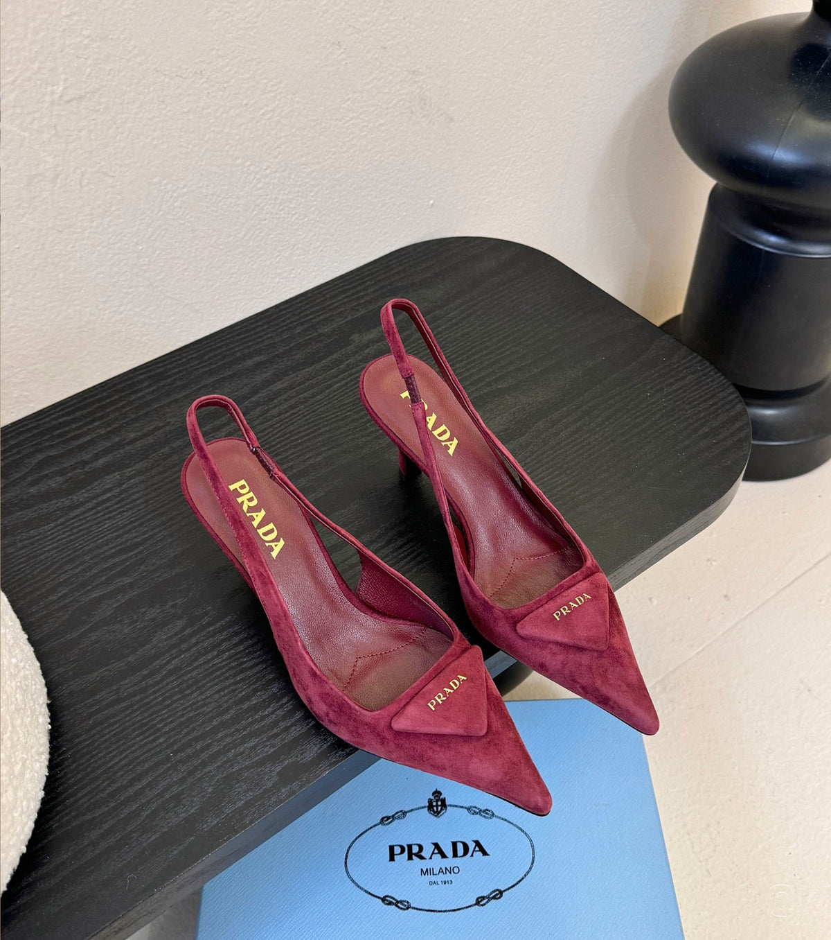 Suede slingback pumps