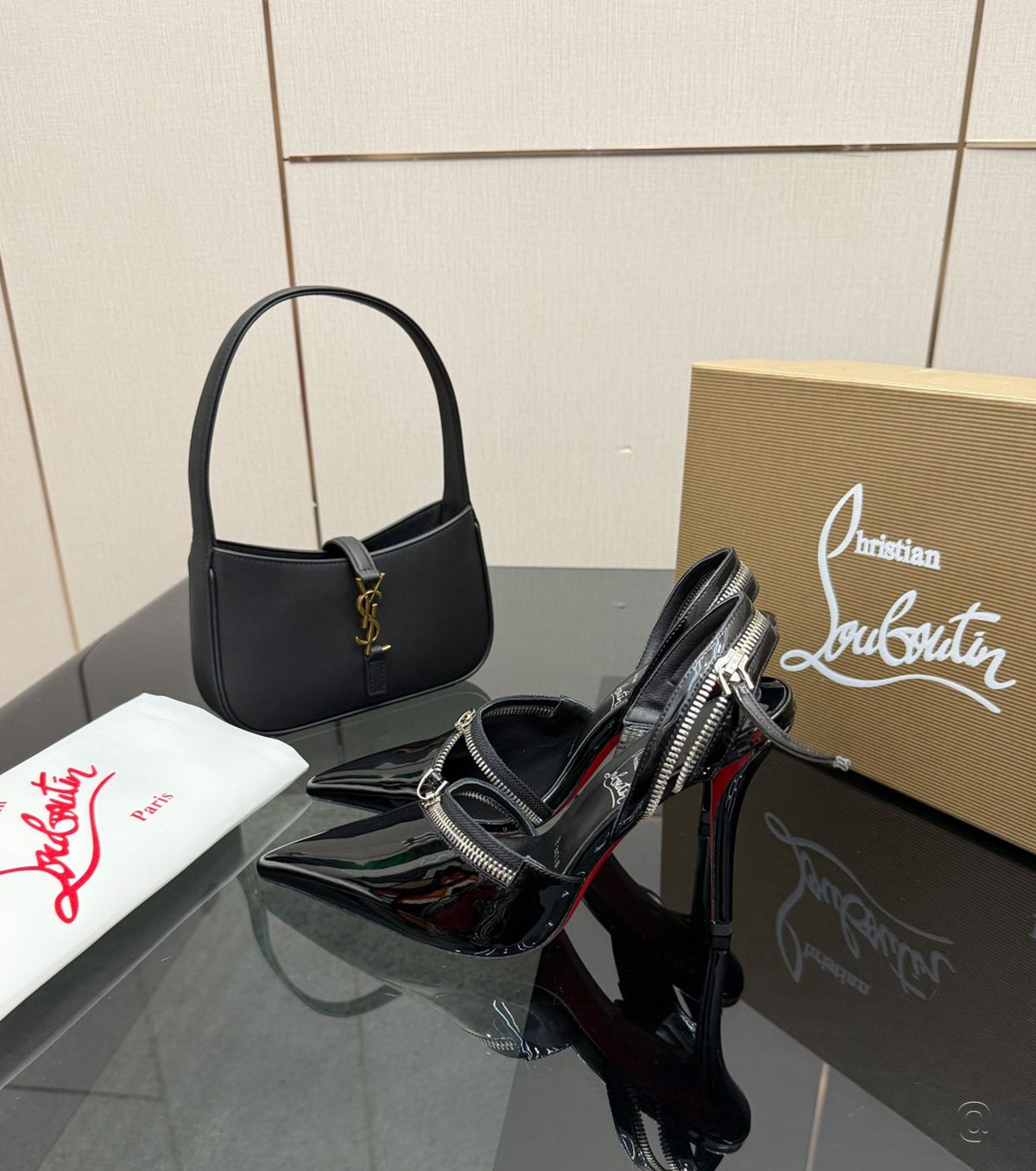 Leather slingback pumps