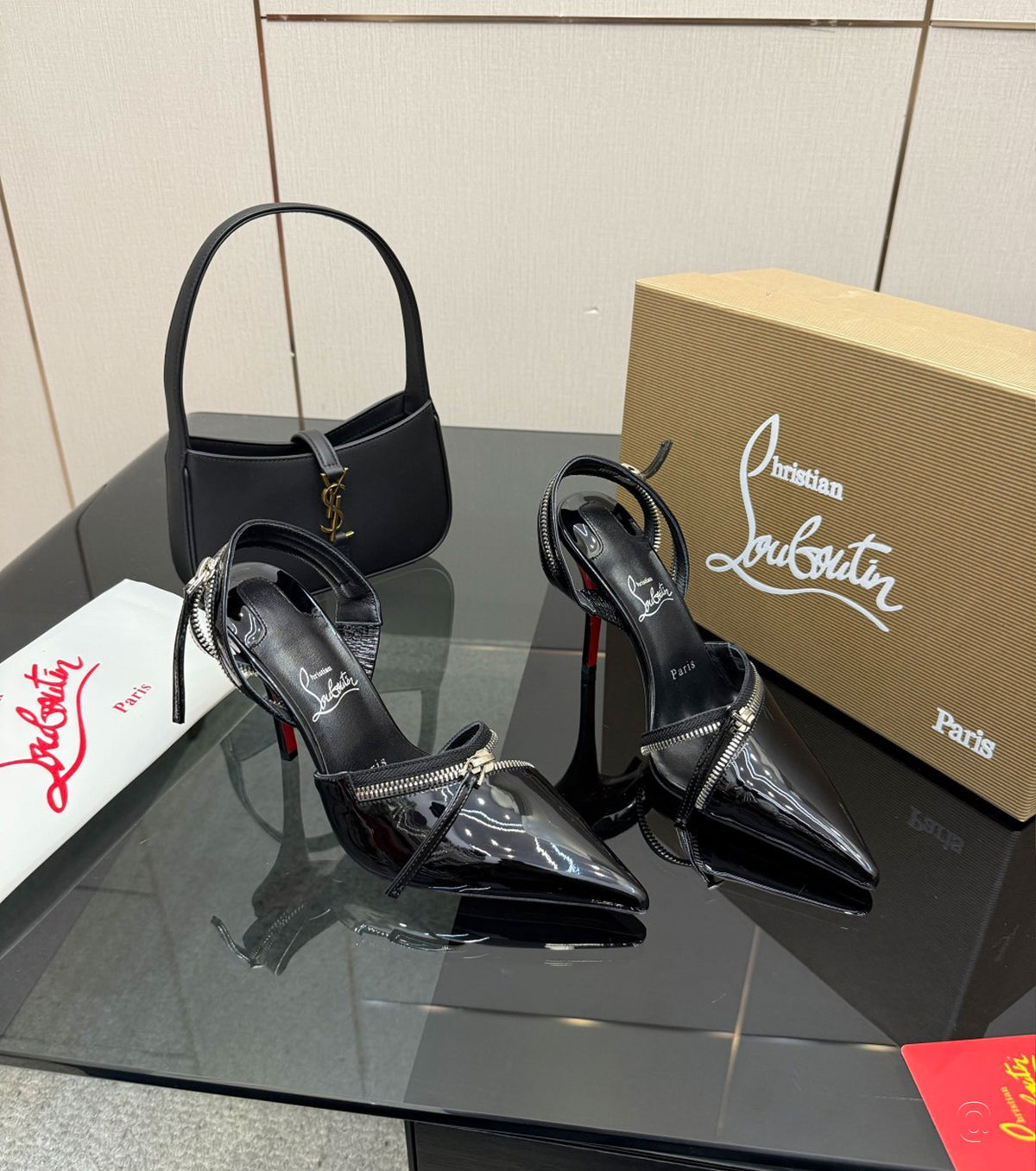 Leather slingback pumps