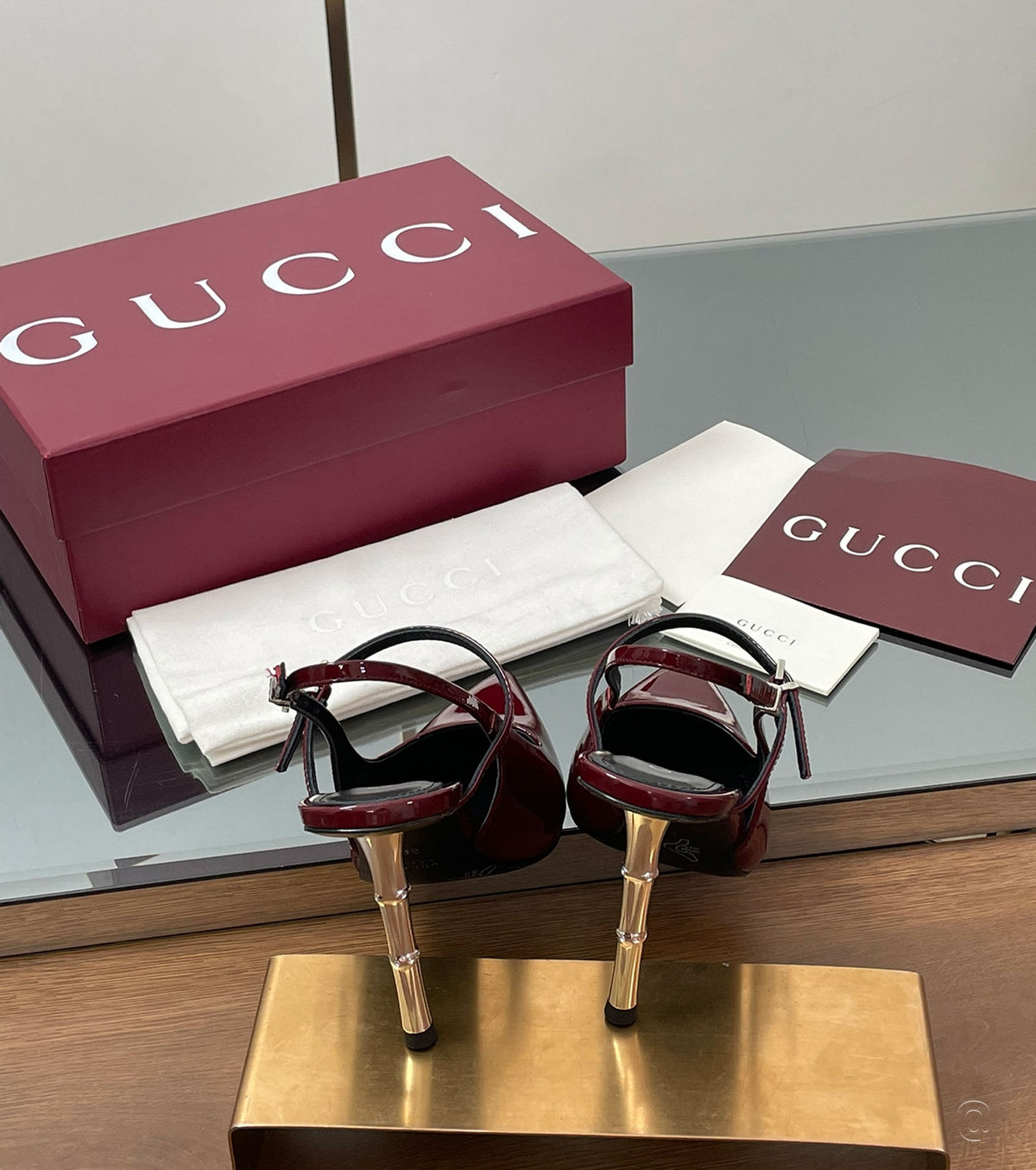 Bamboo Slingback Pumps in Patent Leather