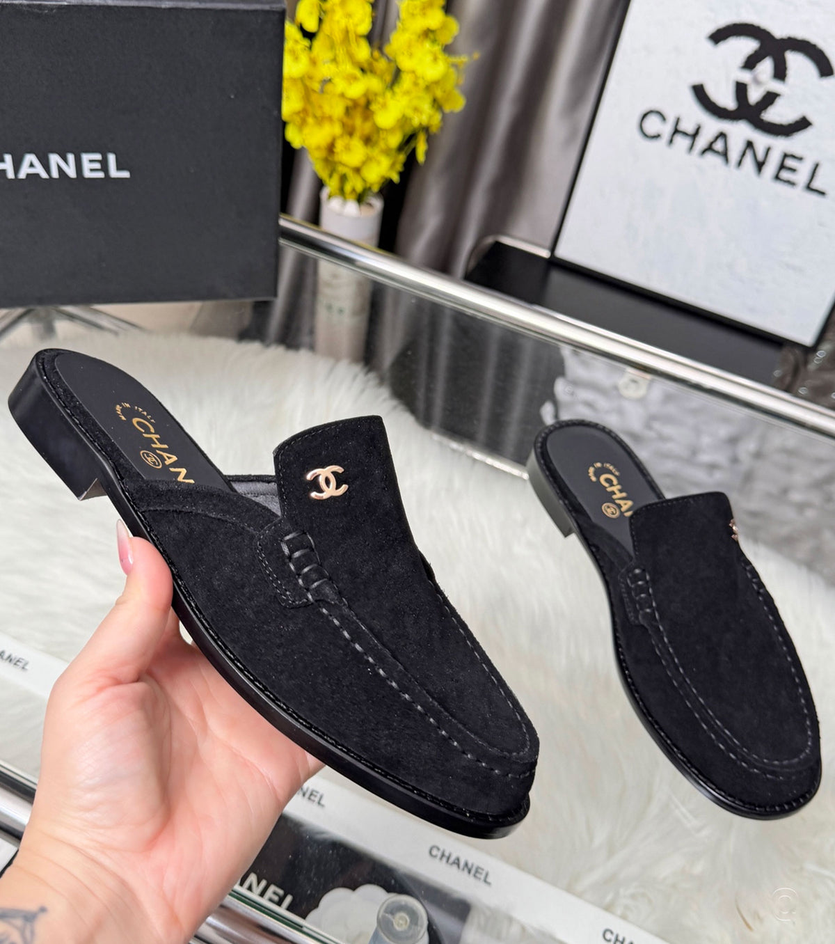 Suede Calfskin Mules