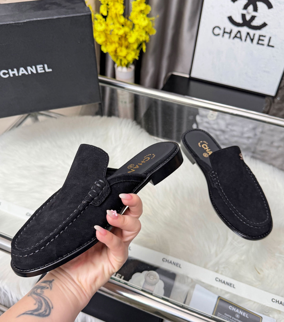 Suede Calfskin Mules