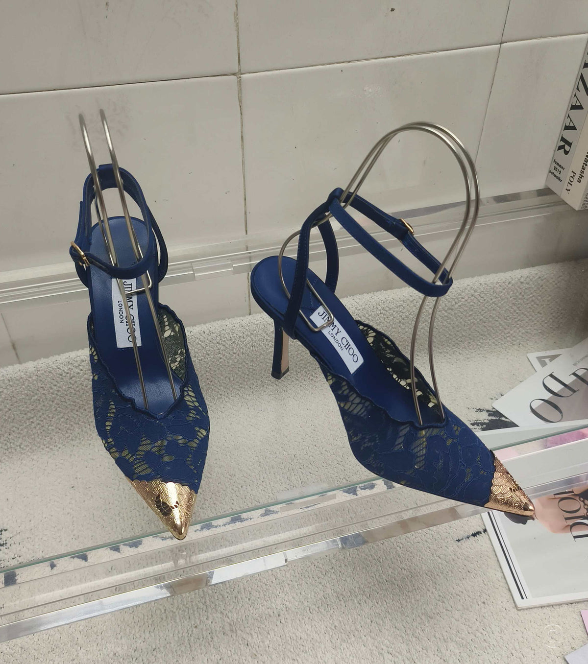 Faiz Lace Pumps with Metal Lace Detail