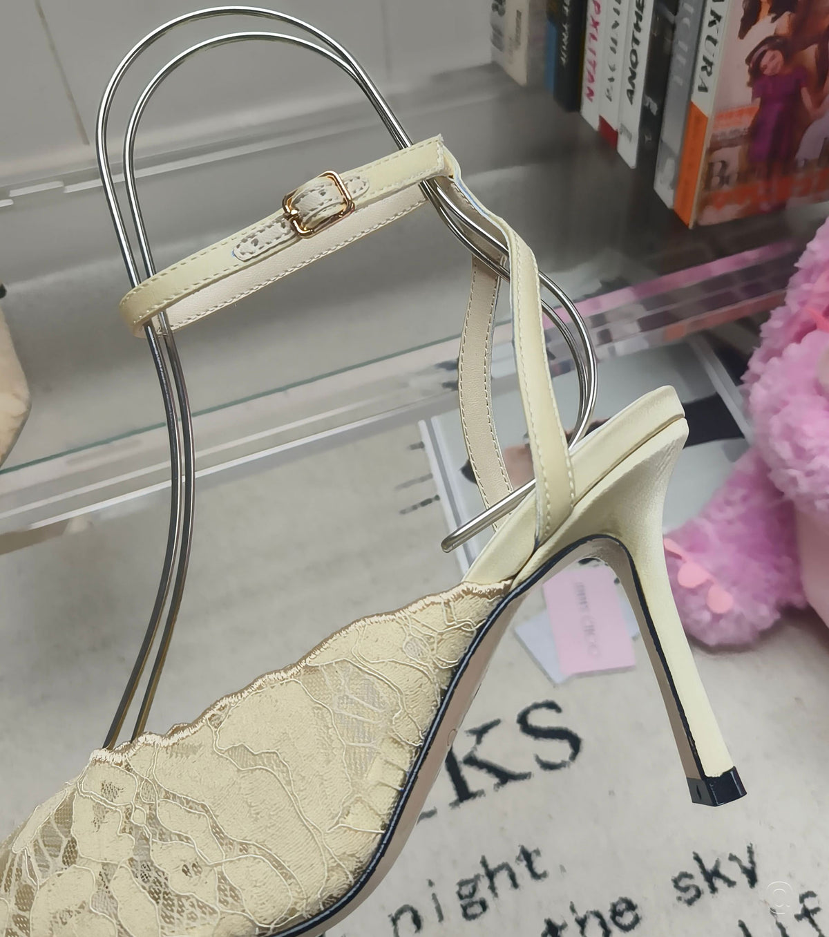 Faiz Lace Pumps with Metal Lace Detail