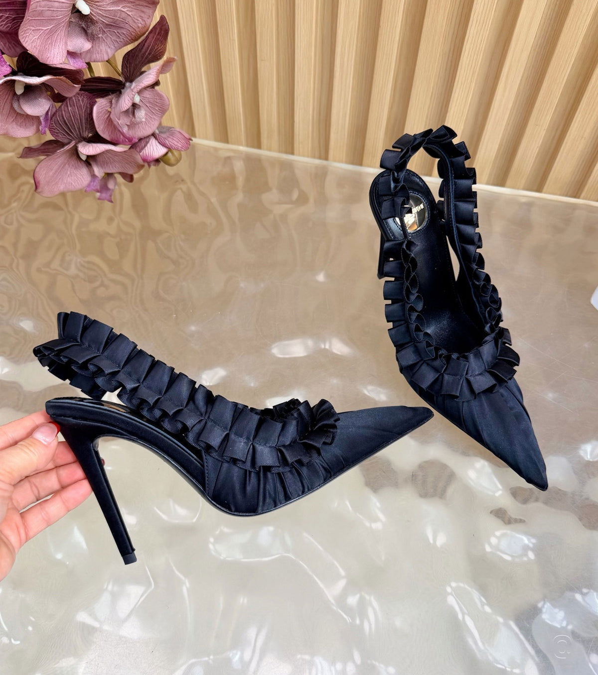 MADELEINE slingback pumps in silk taffeta