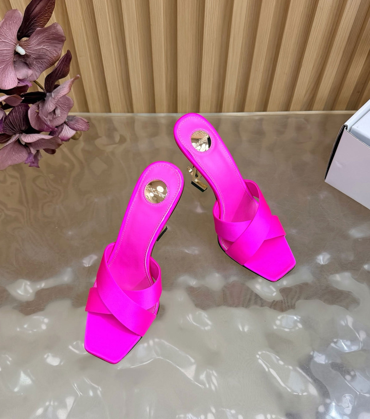 OPYUM mules in satin crepe