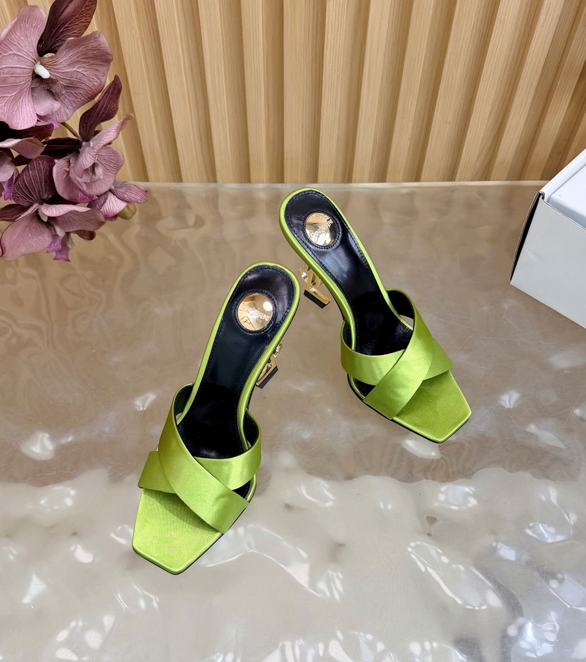 OPYUM mules in satin crepe