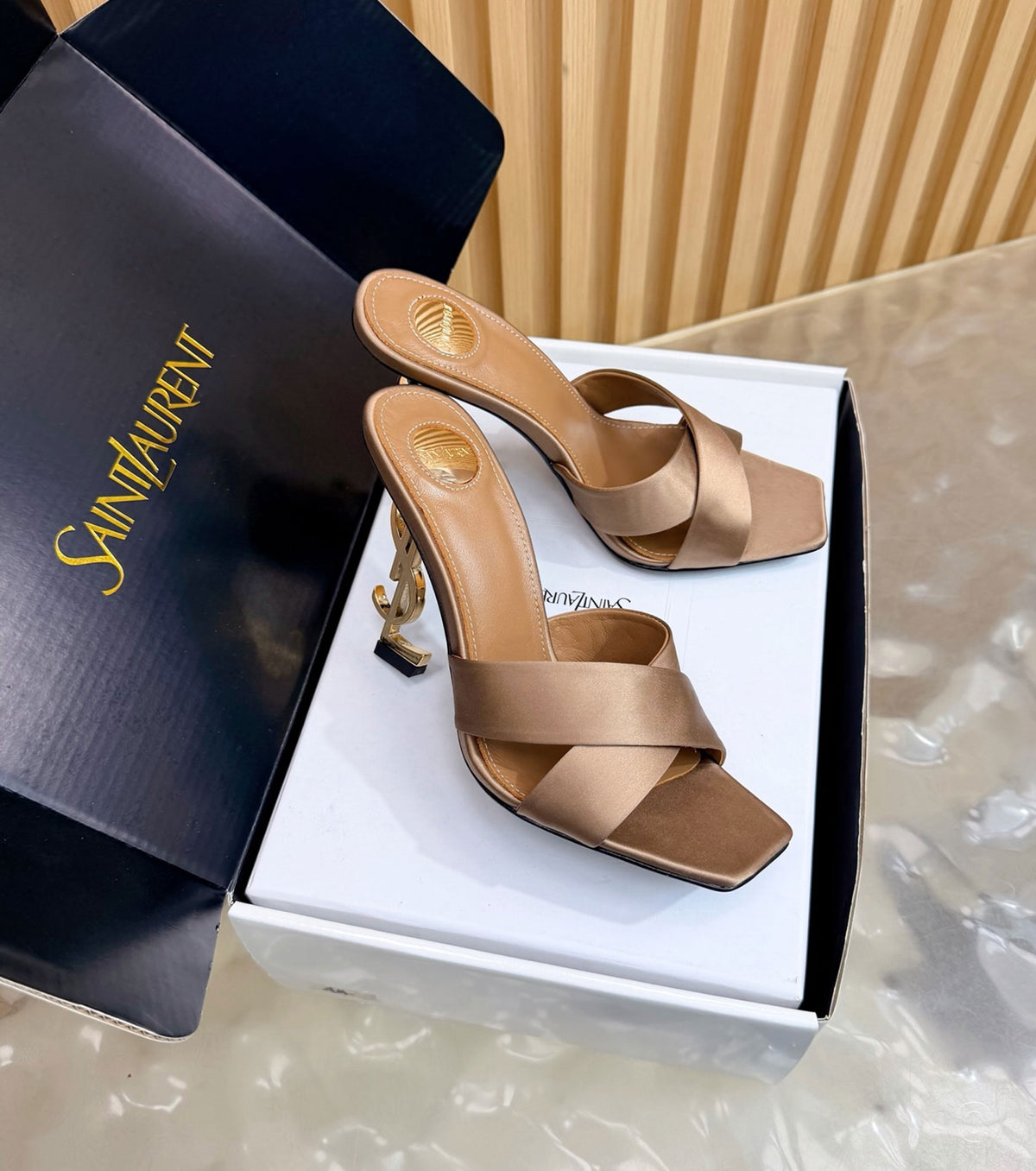 OPYUM mules in satin crepe