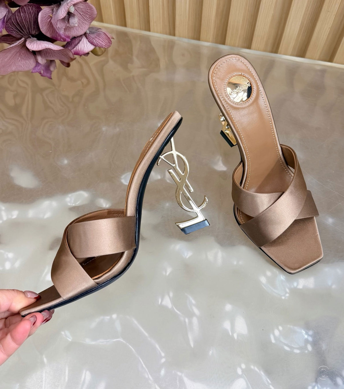 OPYUM mules in satin crepe