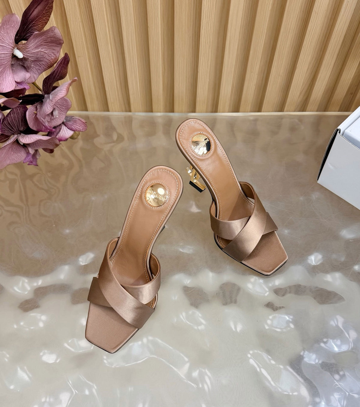 OPYUM mules in satin crepe