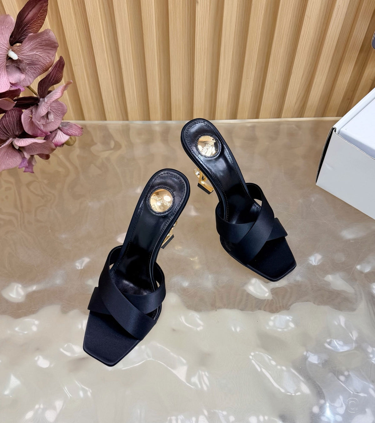 OPYUM mules in satin crepe