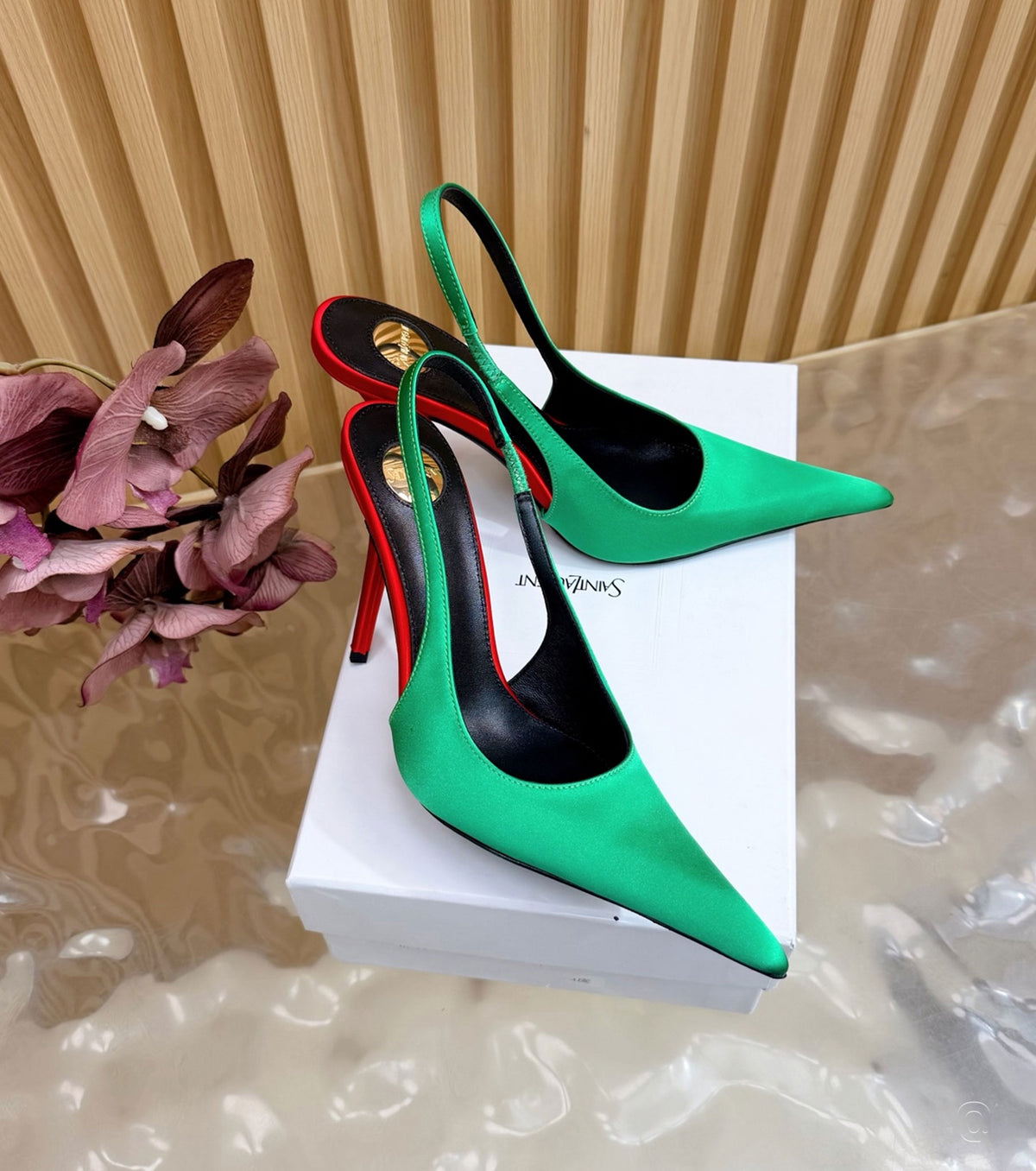 Deroche satin slingback pumps