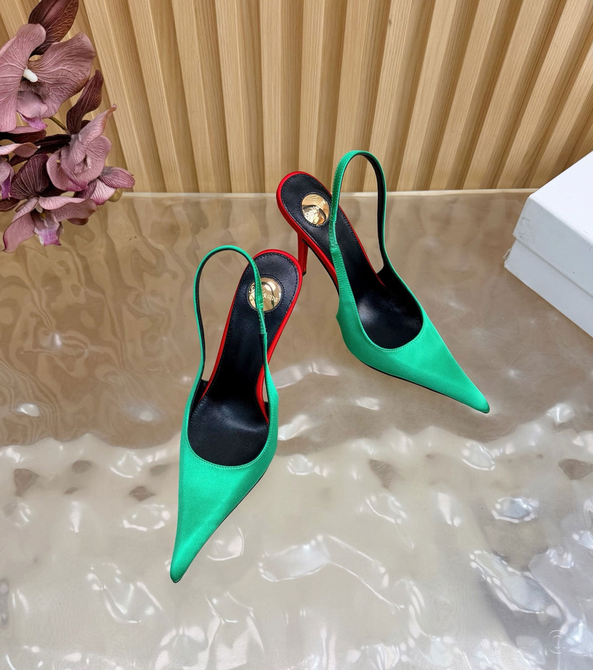 Deroche satin slingback pumps