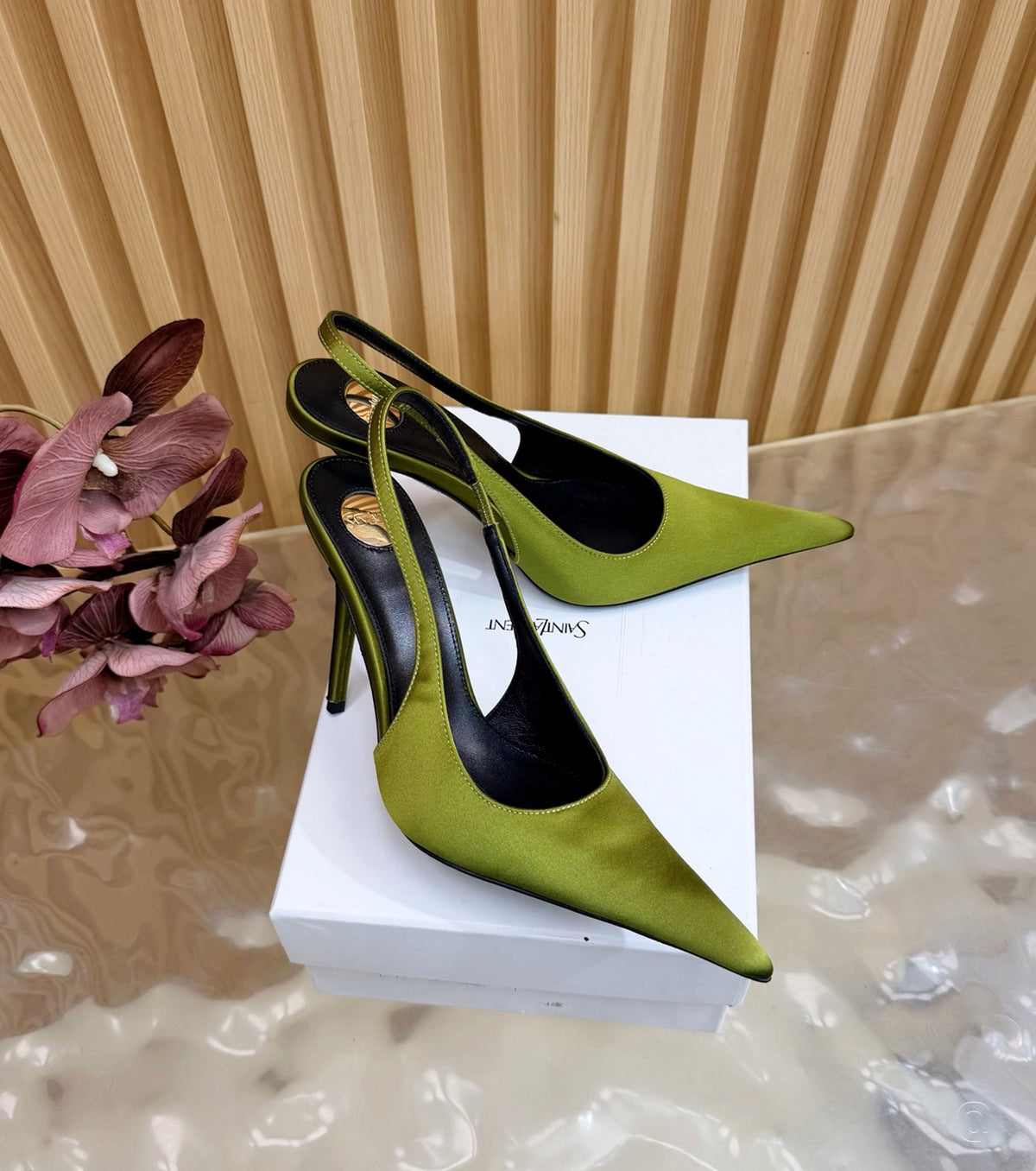 Deroche satin slingback pumps