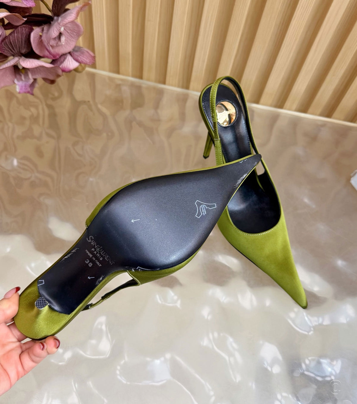 Deroche satin slingback pumps