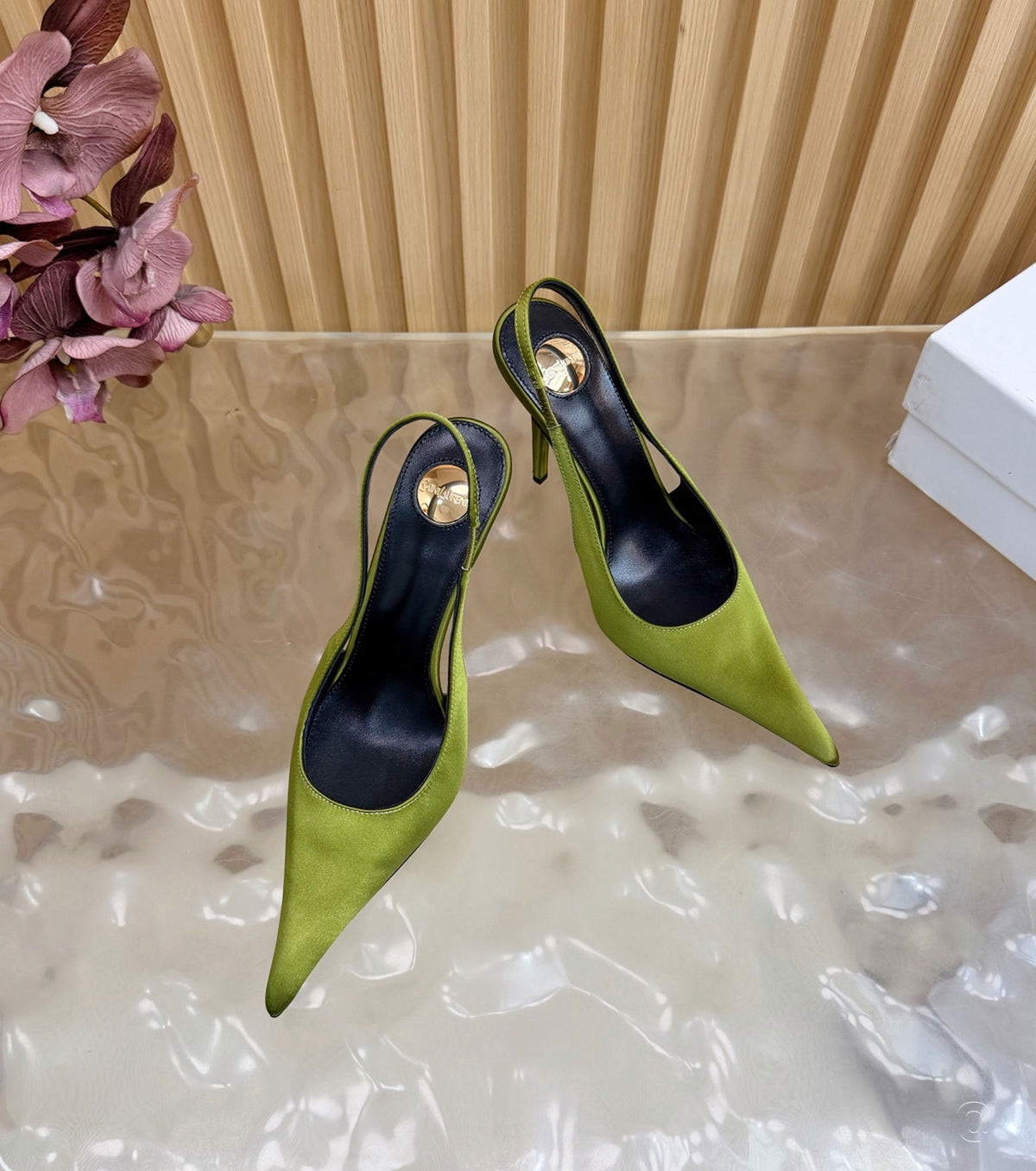 Deroche satin slingback pumps