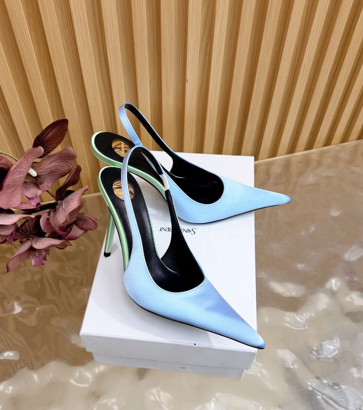 Deroche satin slingback pumps