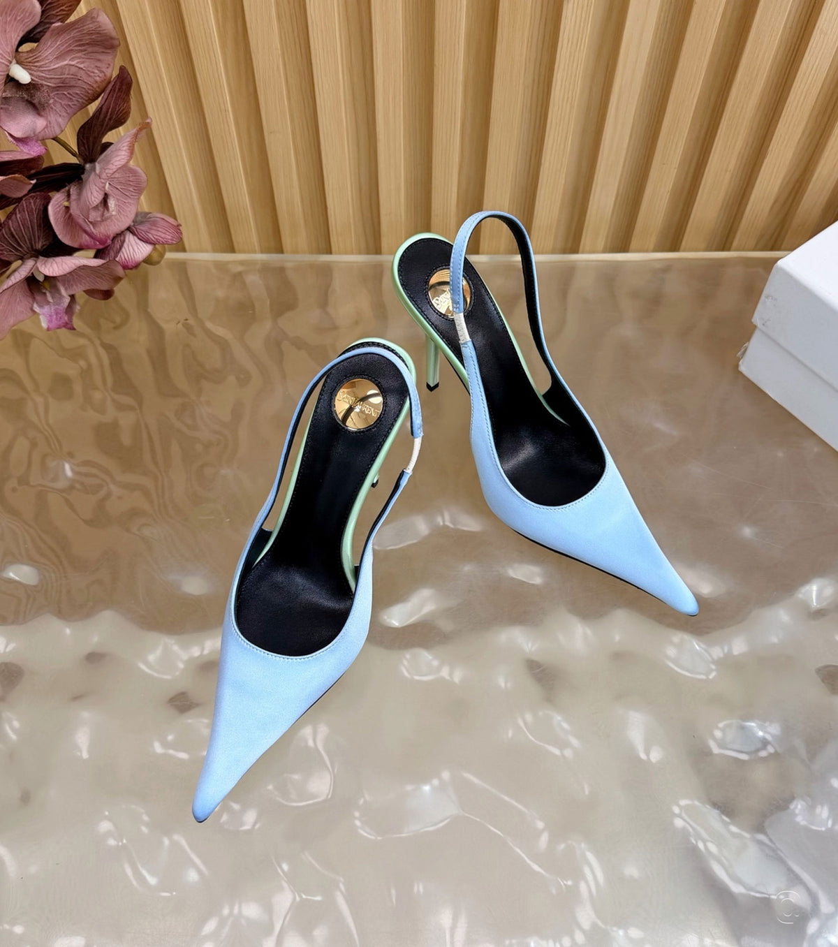 Deroche satin slingback pumps