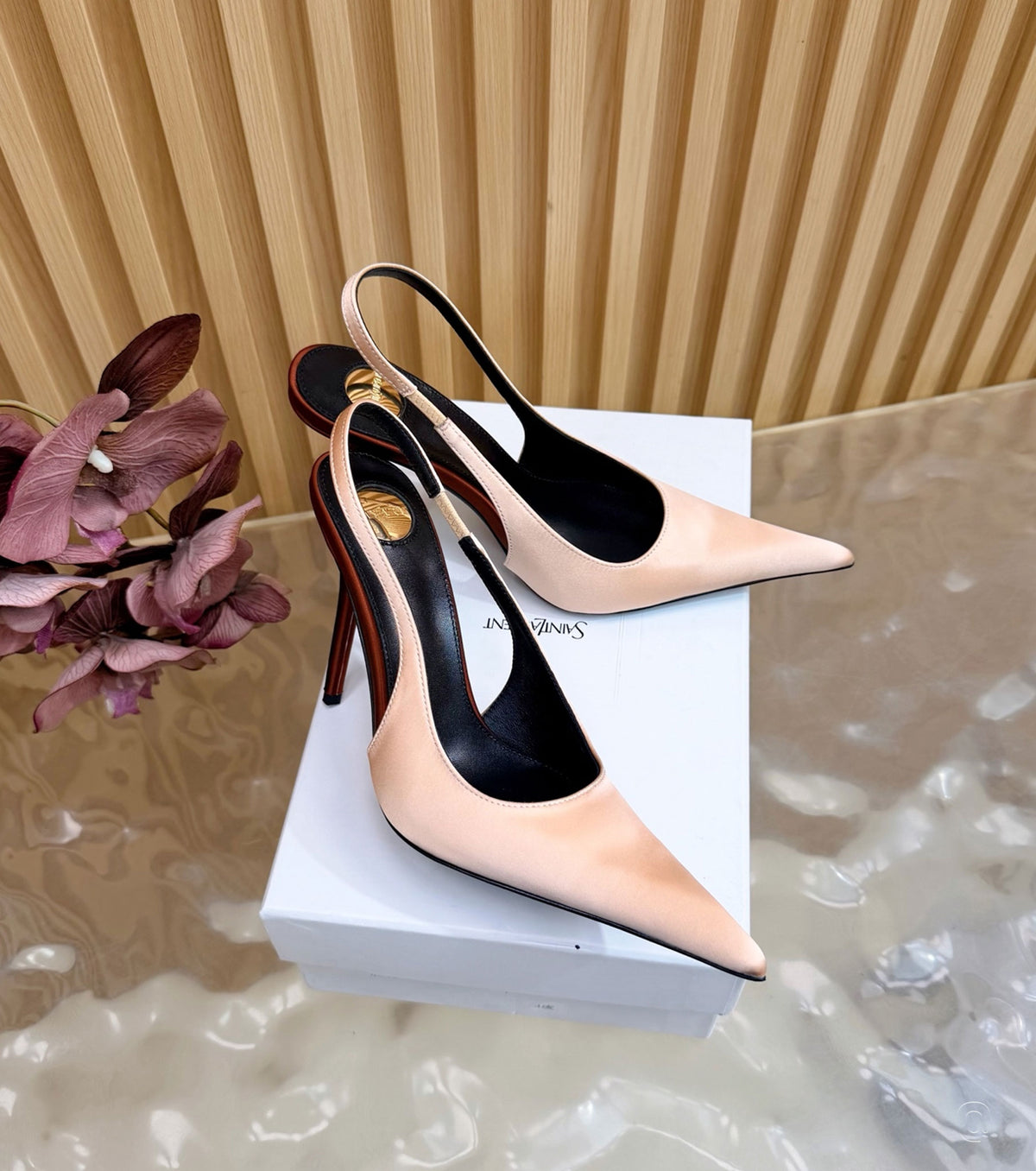 Deroche satin slingback pumps