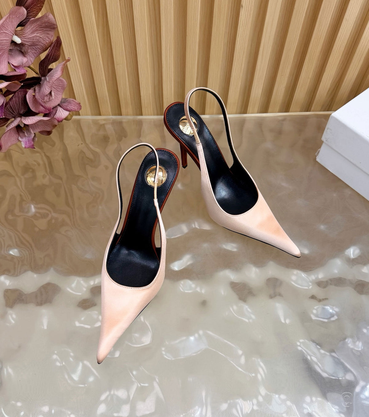 Deroche satin slingback pumps