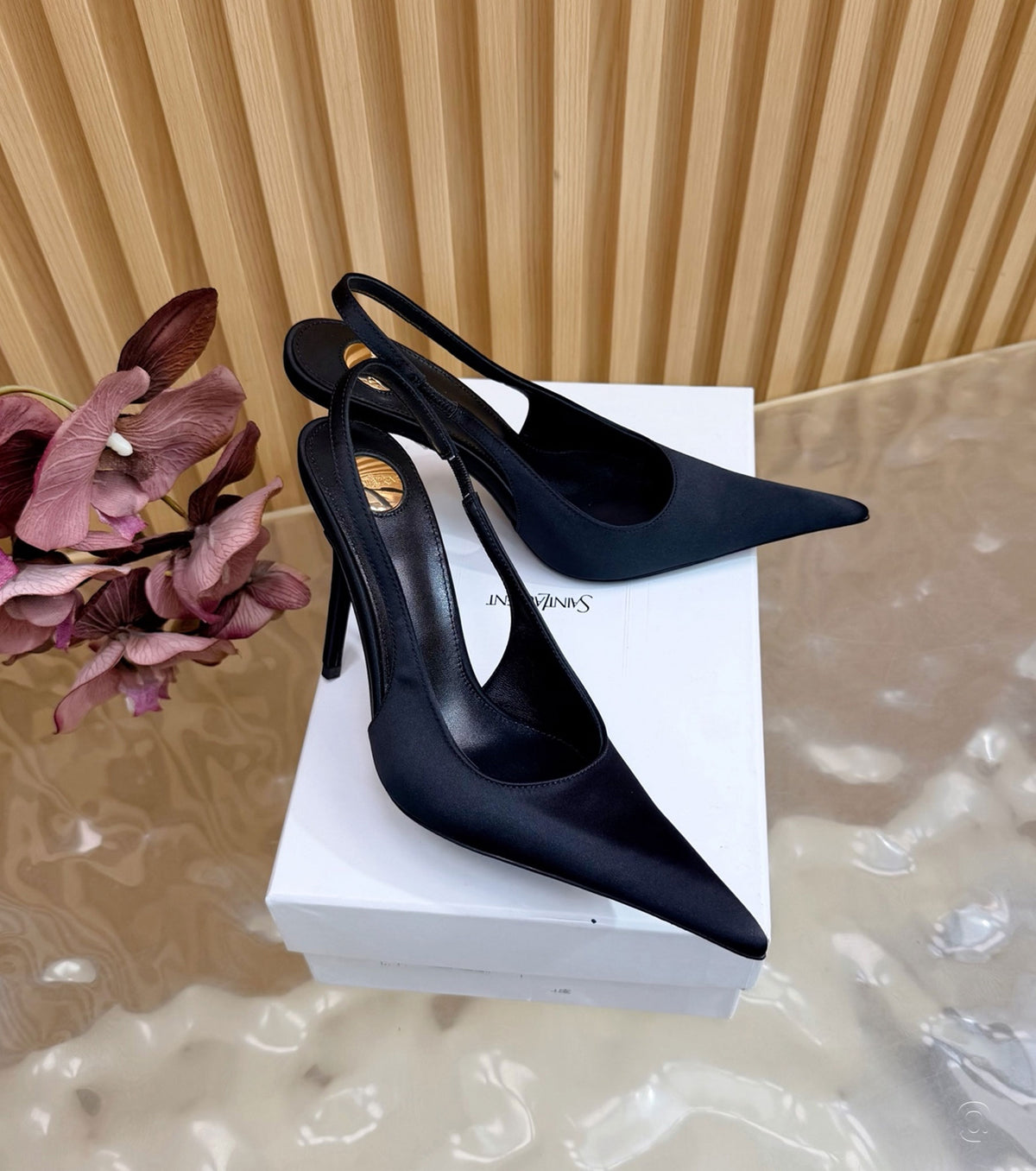 Deroche satin slingback pumps