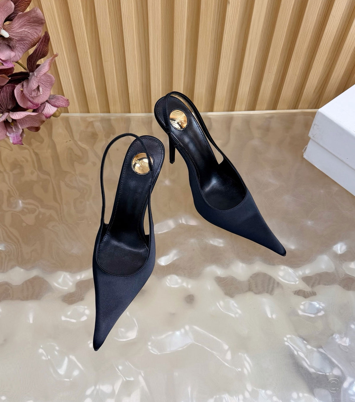 Deroche satin slingback pumps