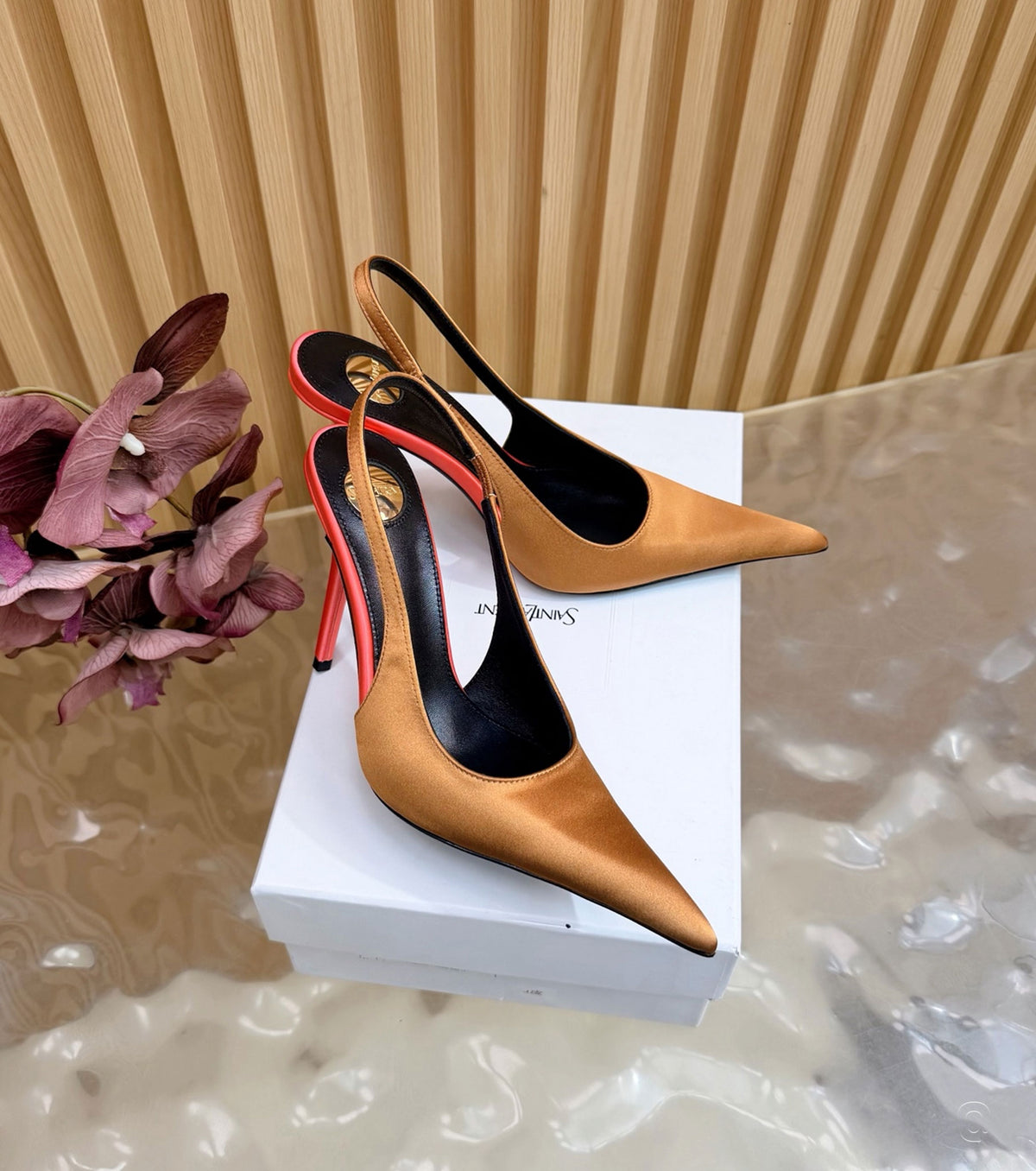 Deroche satin slingback pumps