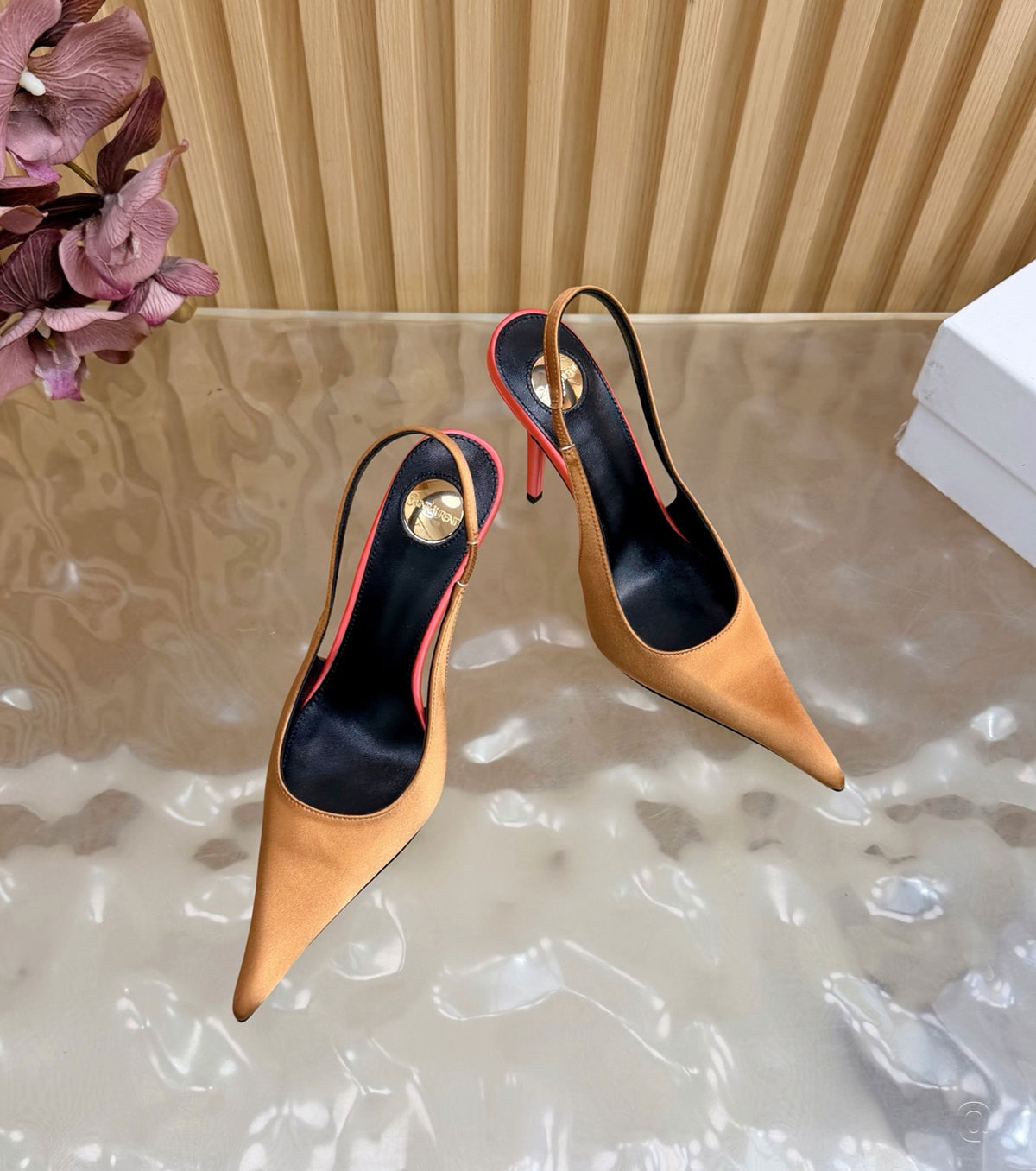 Deroche satin slingback pumps