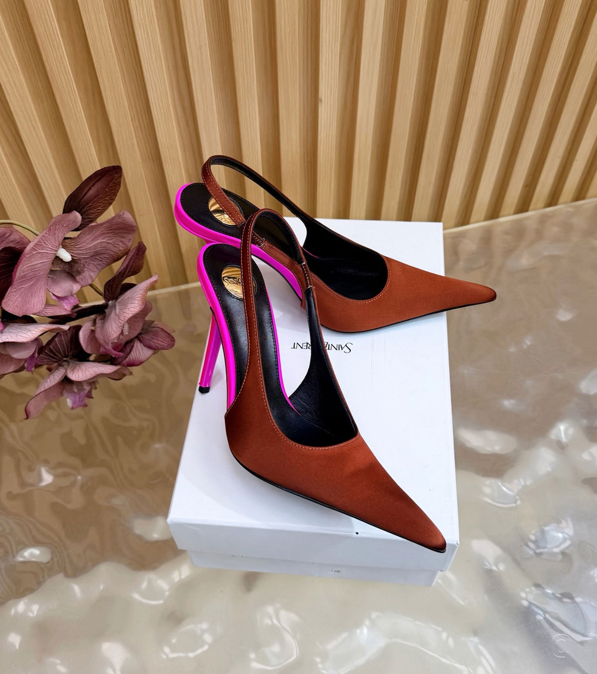 Deroche satin slingback pumps