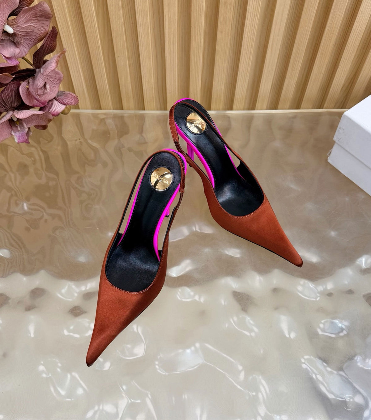 Deroche satin slingback pumps