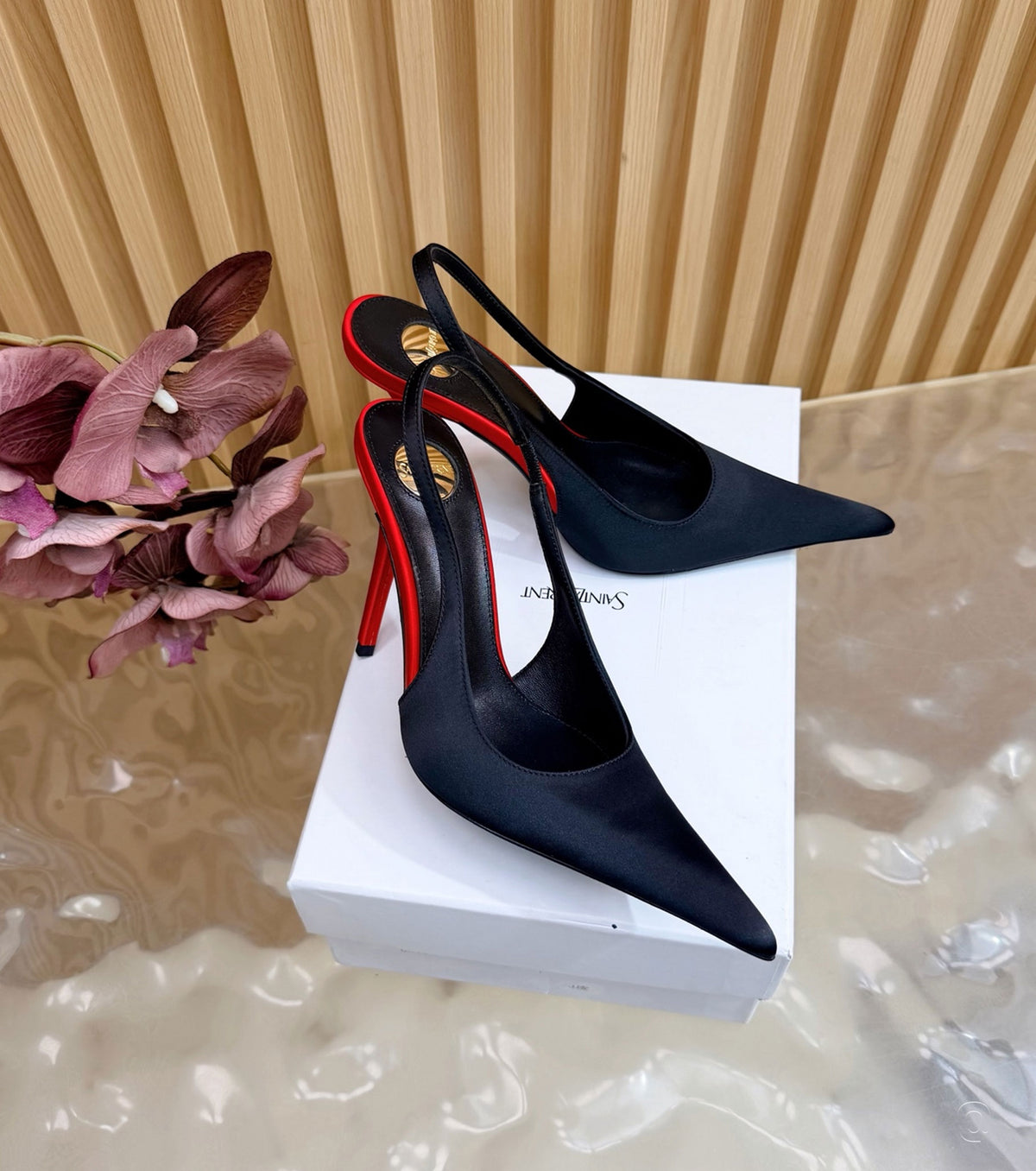 Deroche satin slingback pumps