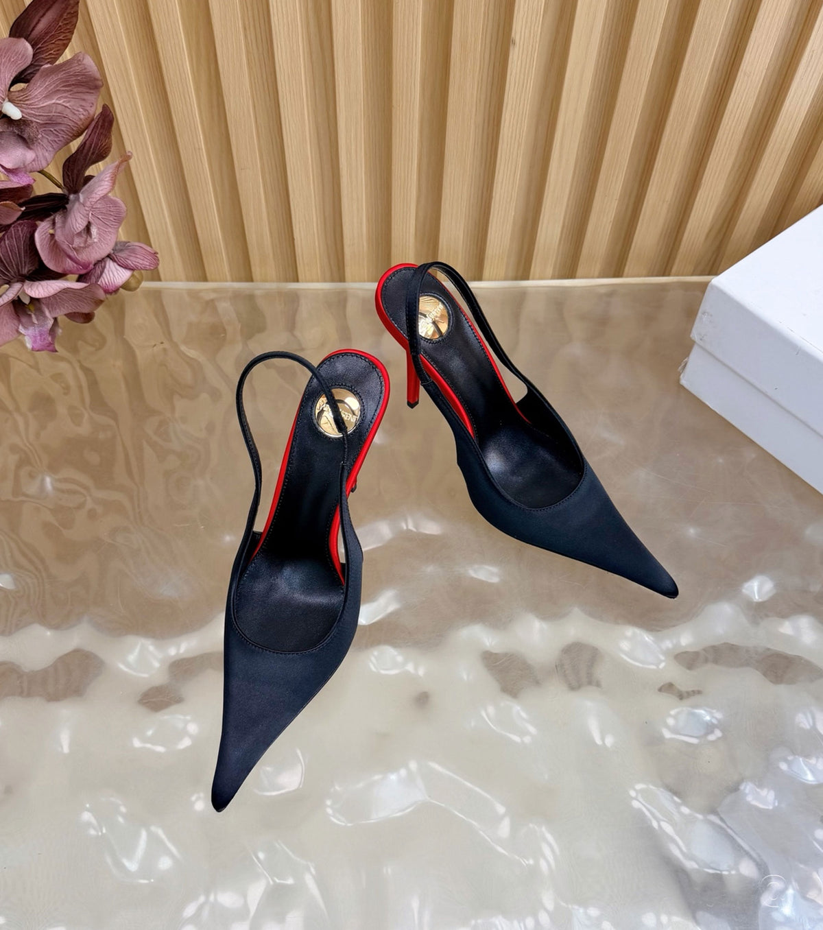 Deroche satin slingback pumps