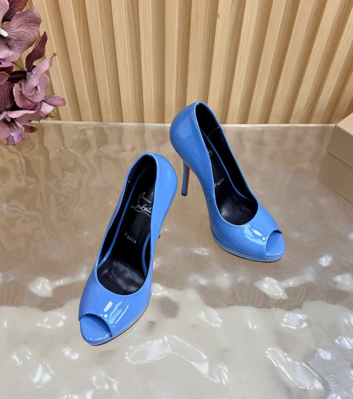 120mm Lady Z Patent Leather Peep-Toe Pumps