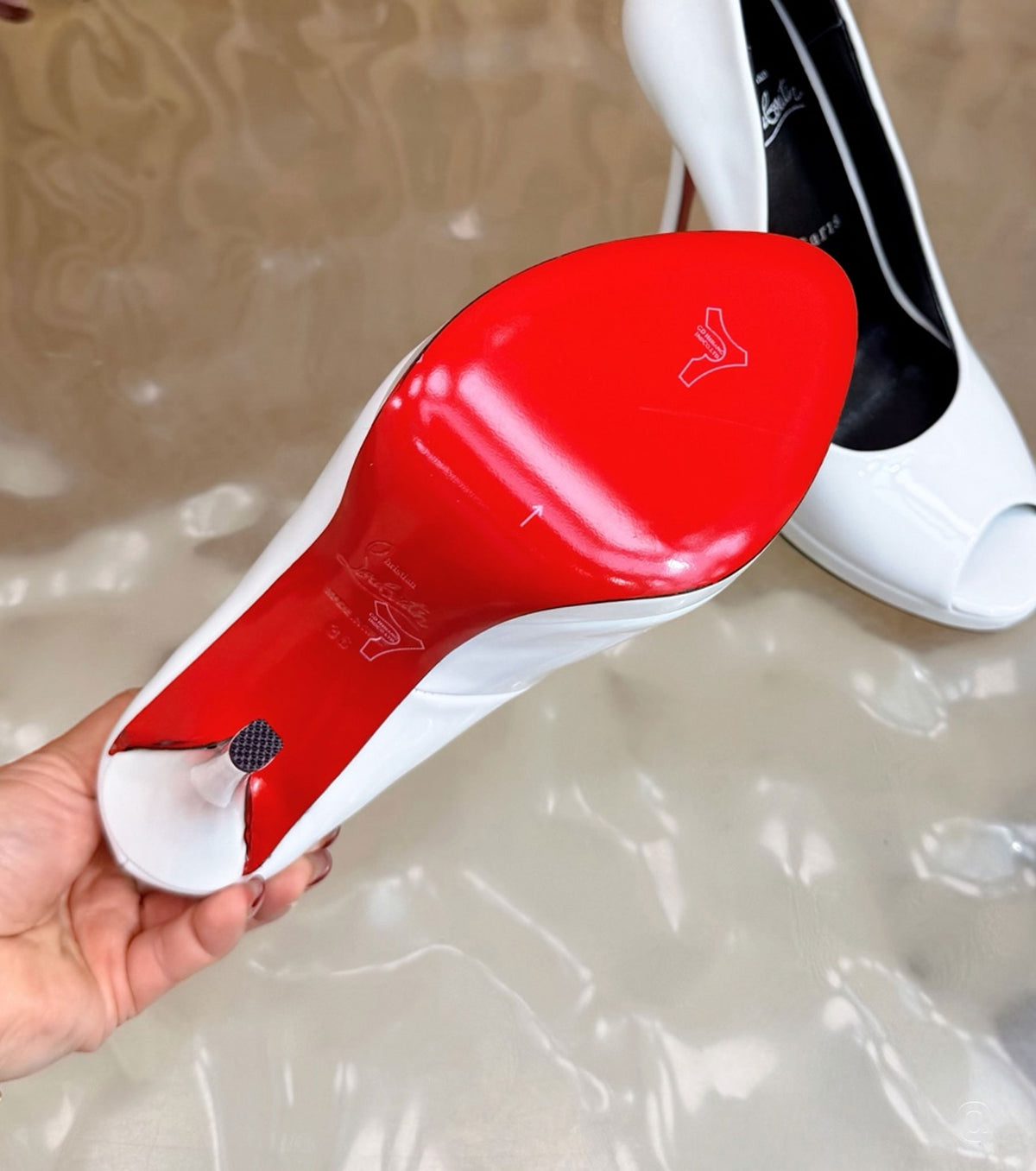 120mm Lady Z Patent Leather Peep-Toe Pumps