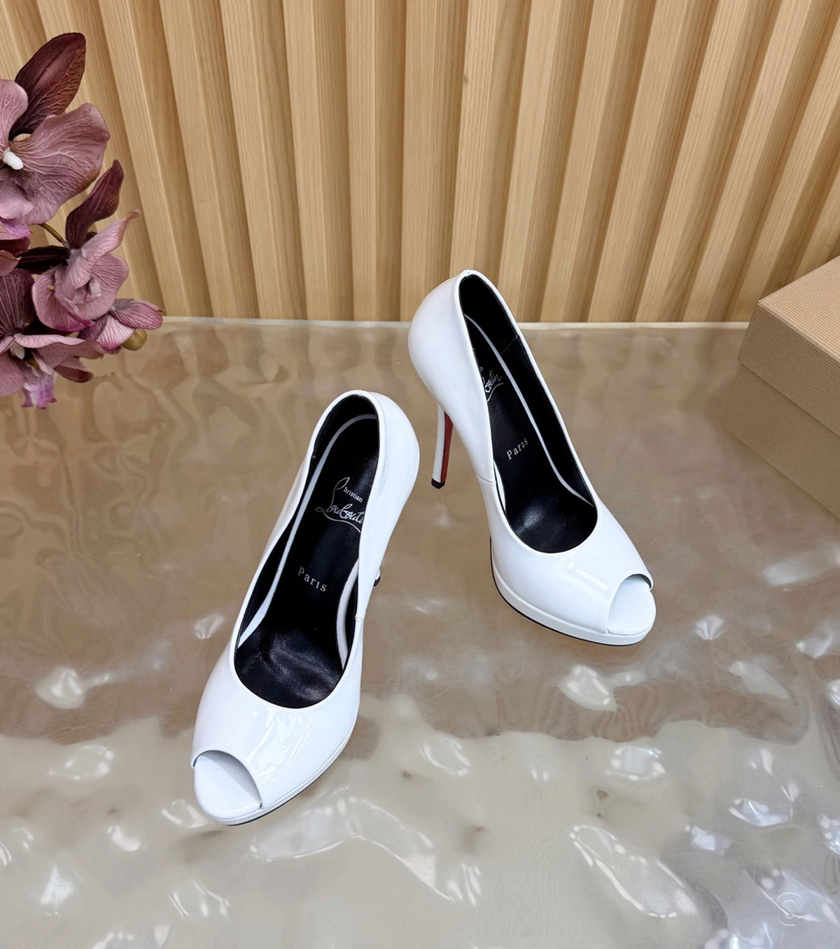 120mm Lady Z Patent Leather Peep-Toe Pumps