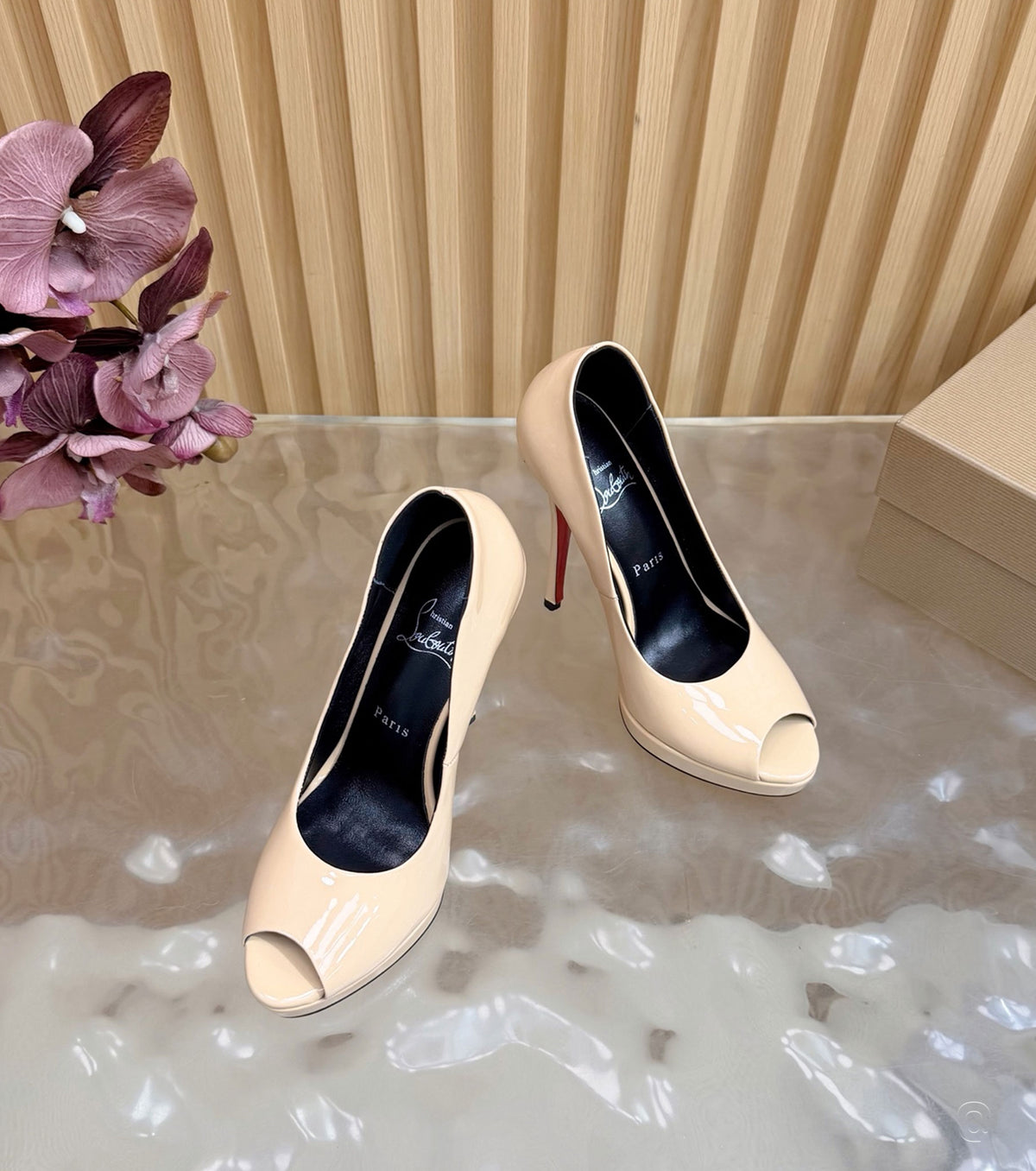 120mm Lady Z Patent Leather Peep-Toe Pumps