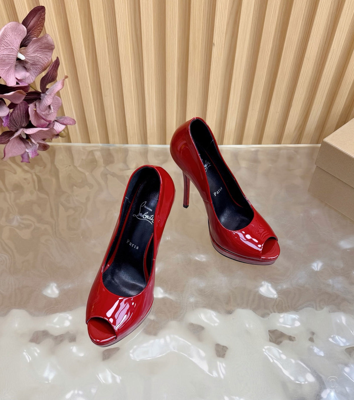 120mm Lady Z Patent Leather Peep-Toe Pumps