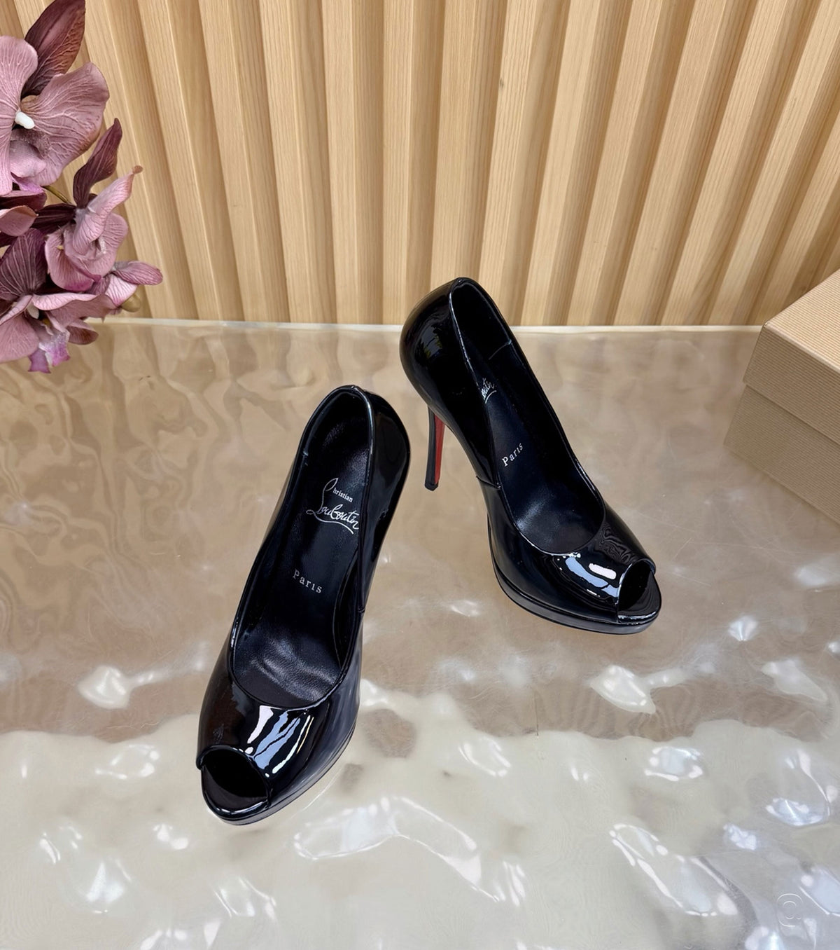 120mm Lady Z Patent Leather Peep-Toe Pumps