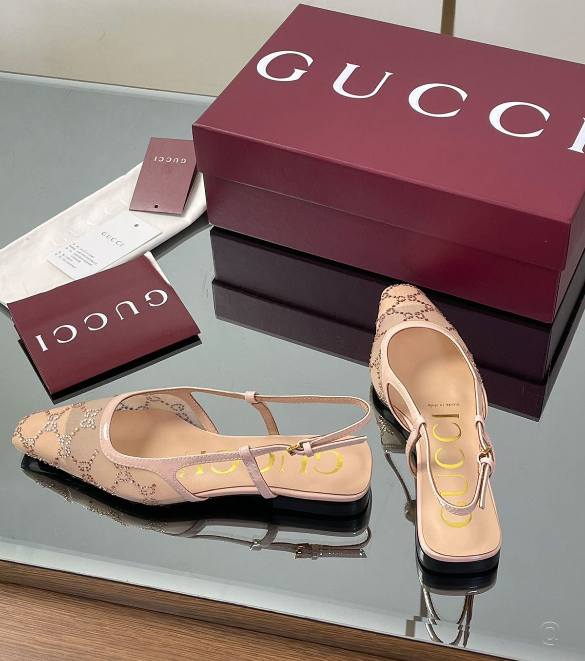 GG crystal slingback pump