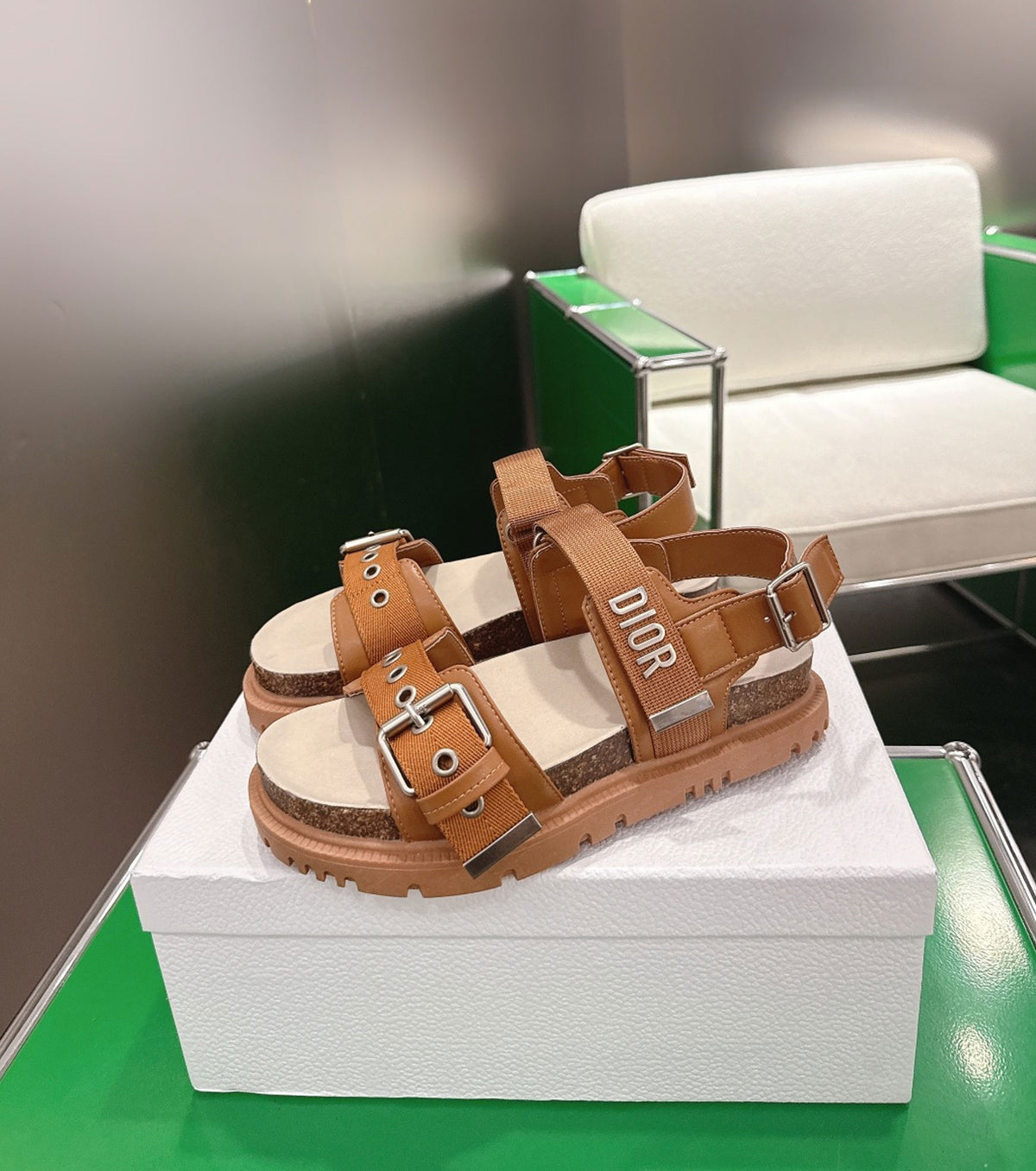 Lambskin and Technical Fabric Sandal
