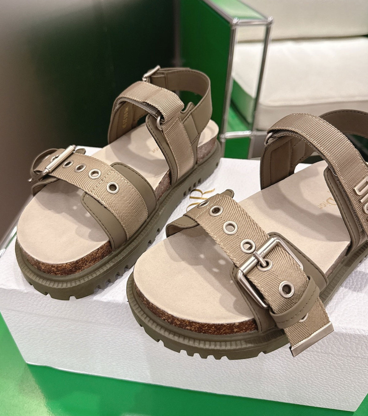 Lambskin and Technical Fabric Sandal