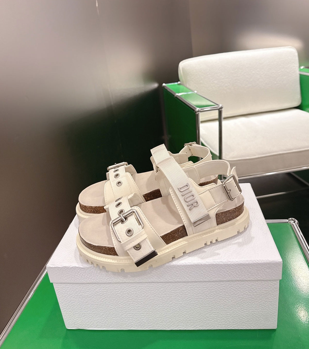 Lambskin and Technical Fabric Sandal