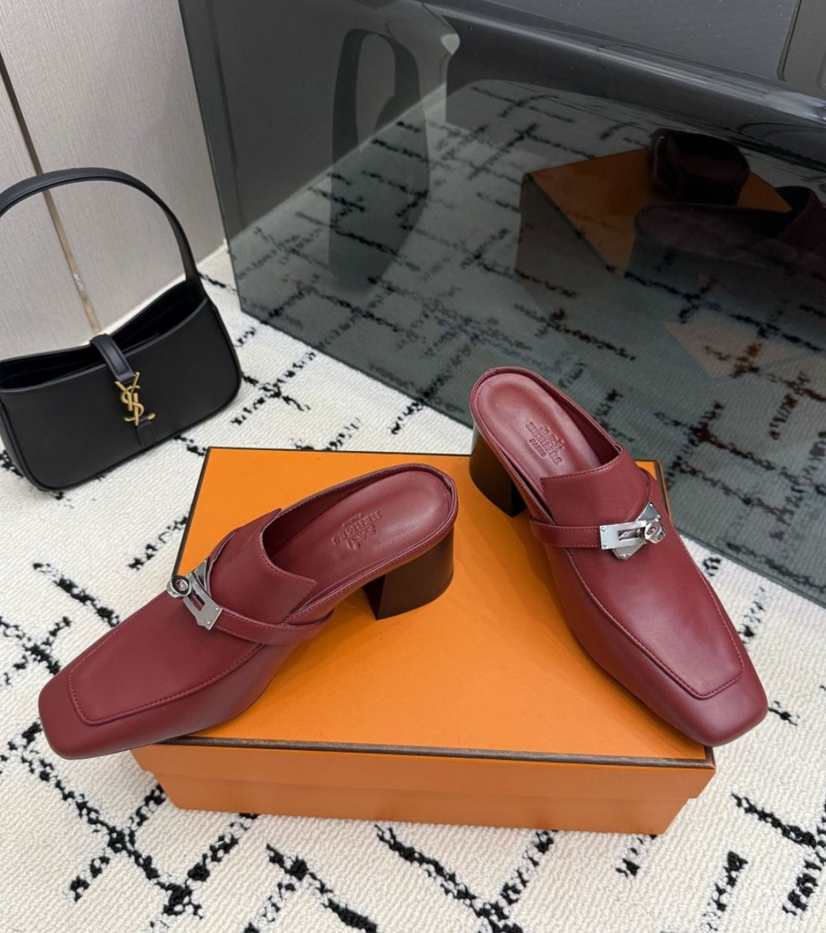 Leather Blossom Mules